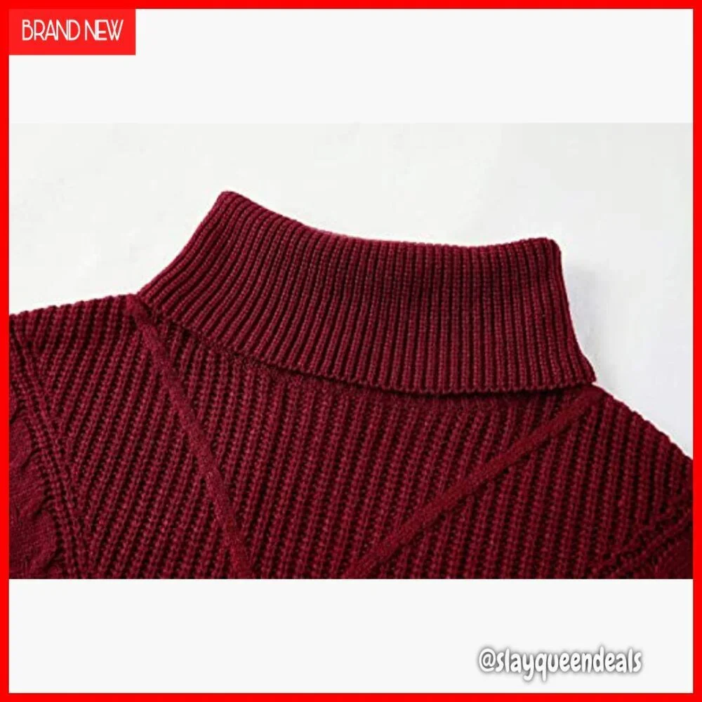 Plus Size Chunky Cable Knit Turtleneck Sweater Oversized Pullover